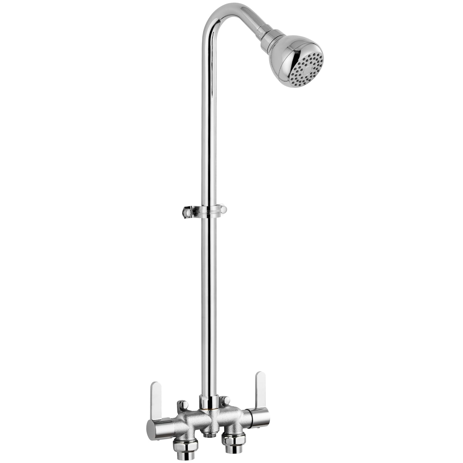 Aolemi Outdoor Shower Fixtures, 31" Exposed Shower System with Shower Head, 2-Handle Outdoor Shower Kit, 3 Inch Center Brass Mixing Valve, Brushed Nickel