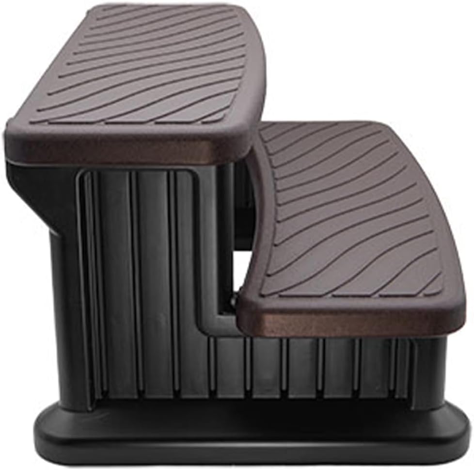 Carefree Stuff® Two-Toned Espresso Hot Tub Spa Side Step, 2-Tier - Straight, Curved or Round Hot Tubs