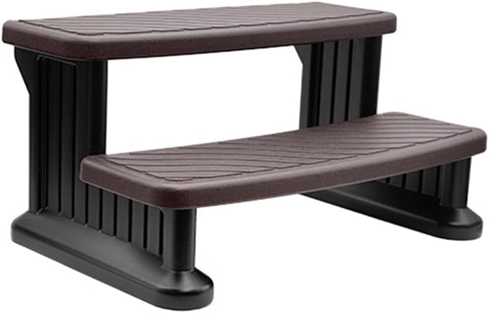 Carefree Stuff® Two-Toned Espresso Hot Tub Spa Side Step, 2-Tier - Straight, Curved or Round Hot Tubs