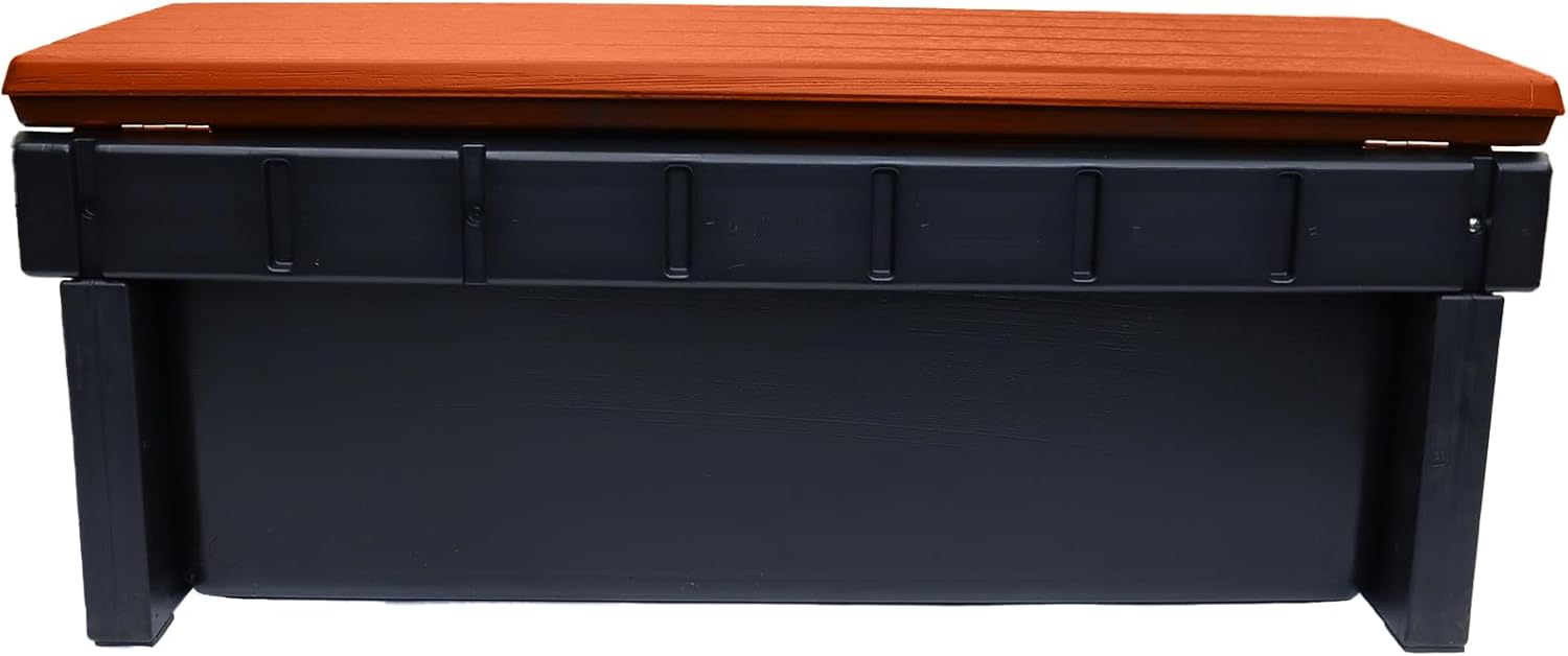 Confer Plastics Two Tier 36" Wide Storage Hot Tub Step: Durable, Multi-Functional, Non-Skid Spa Steps, Easy Installation, Sturdy, Long Lasting Upgrade to Your Space. Proudly Made in USA. - Redwood