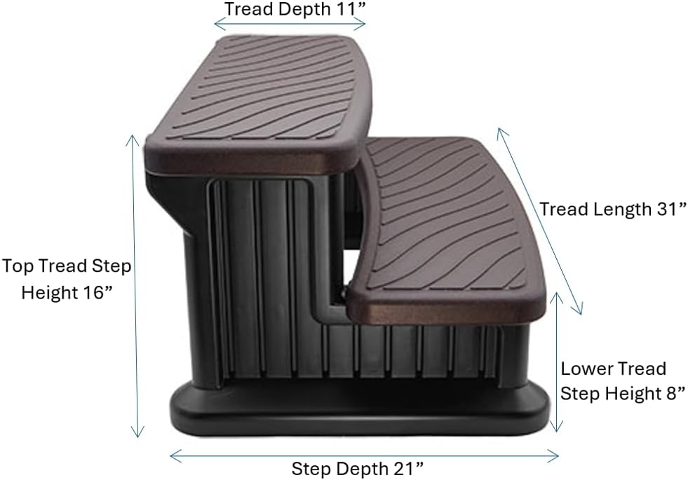 Carefree Stuff® Two-Toned Espresso Hot Tub Spa Side Step, 2-Tier - Straight, Curved or Round Hot Tubs