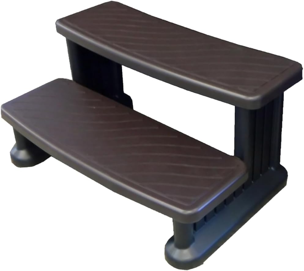 Carefree Stuff® Two-Toned Espresso Hot Tub Spa Side Step, 2-Tier - Straight, Curved or Round Hot Tubs