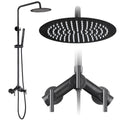 POP SANITARYWARE Outdoor Shower Kit Matte Black 2 Handle Shower Faucet Set Wall Mounted Shower Fixture High Pressure 8 Inch Shower Head System and Handheld Spray Combo