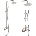 Aolemi Outdoor Shower Kit Outdoor Shower Fixtures Faucet System 2 Handle with 8 Inch Rainfall Shower Head and Handheld Sprayer Exposed Shower with Adjustable Height Shower Pipe Matte Black