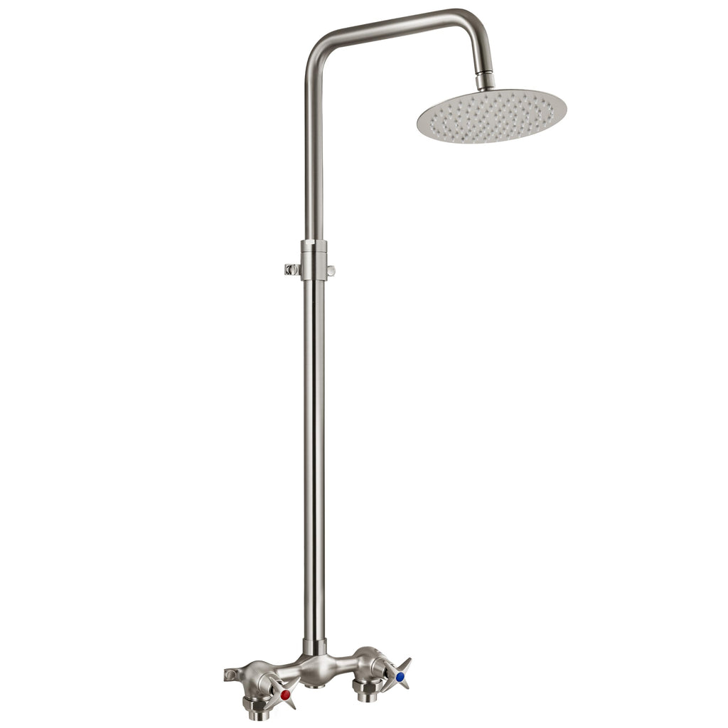 Aolemi Outdoor Shower Kit - Double Handle Exposed Shower with 8 Inch Rainfall Shower Head - Adjustable Height - Matte Black