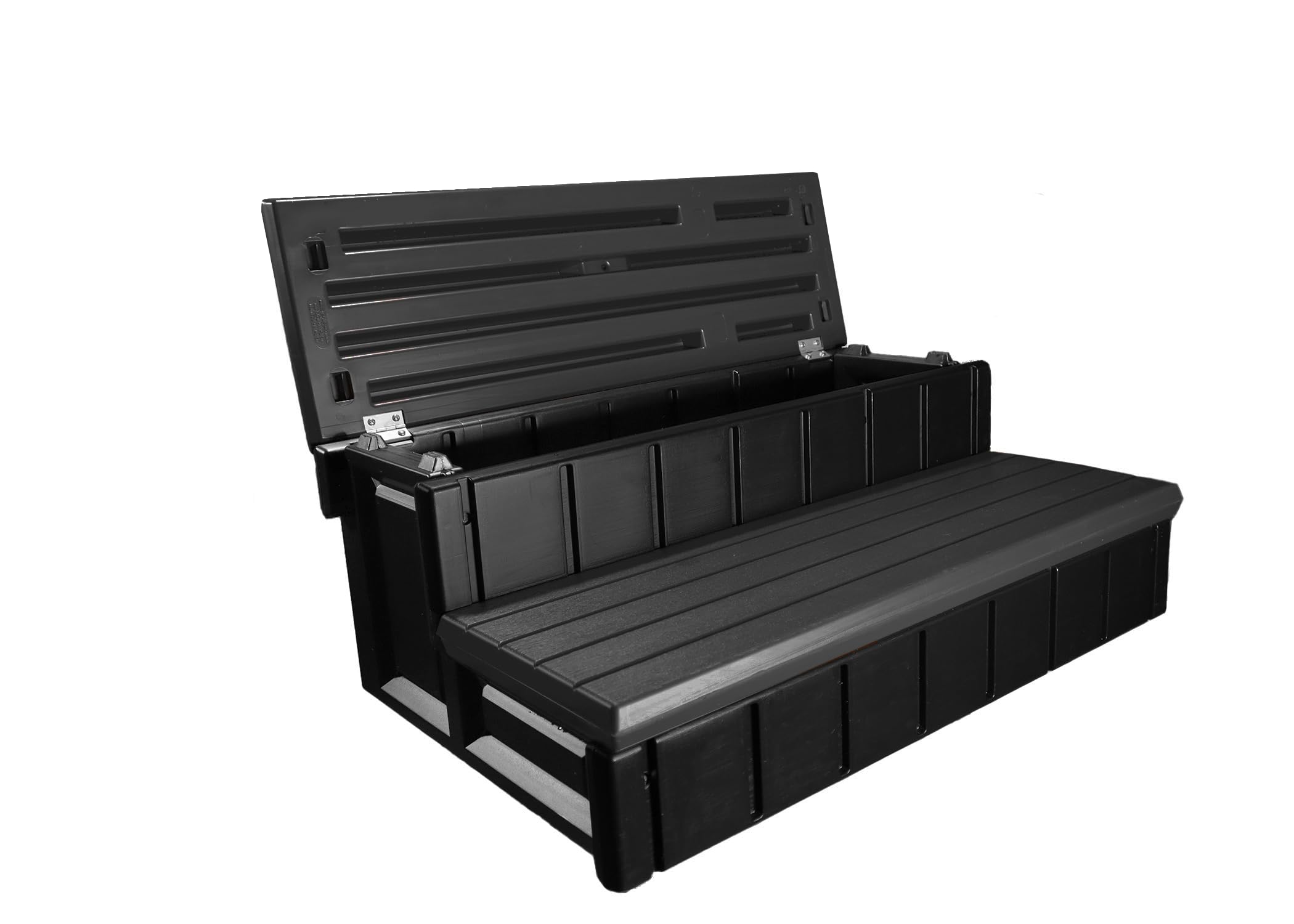 Confer Plastics Two Tier 36" Wide Storage Hot Tub Step: Durable, Multi-Functional, Non-Skid Spa Steps, Easy Installation, Sturdy, Long Lasting Upgrade to Your Space. Proudly Made in USA. - Redwood