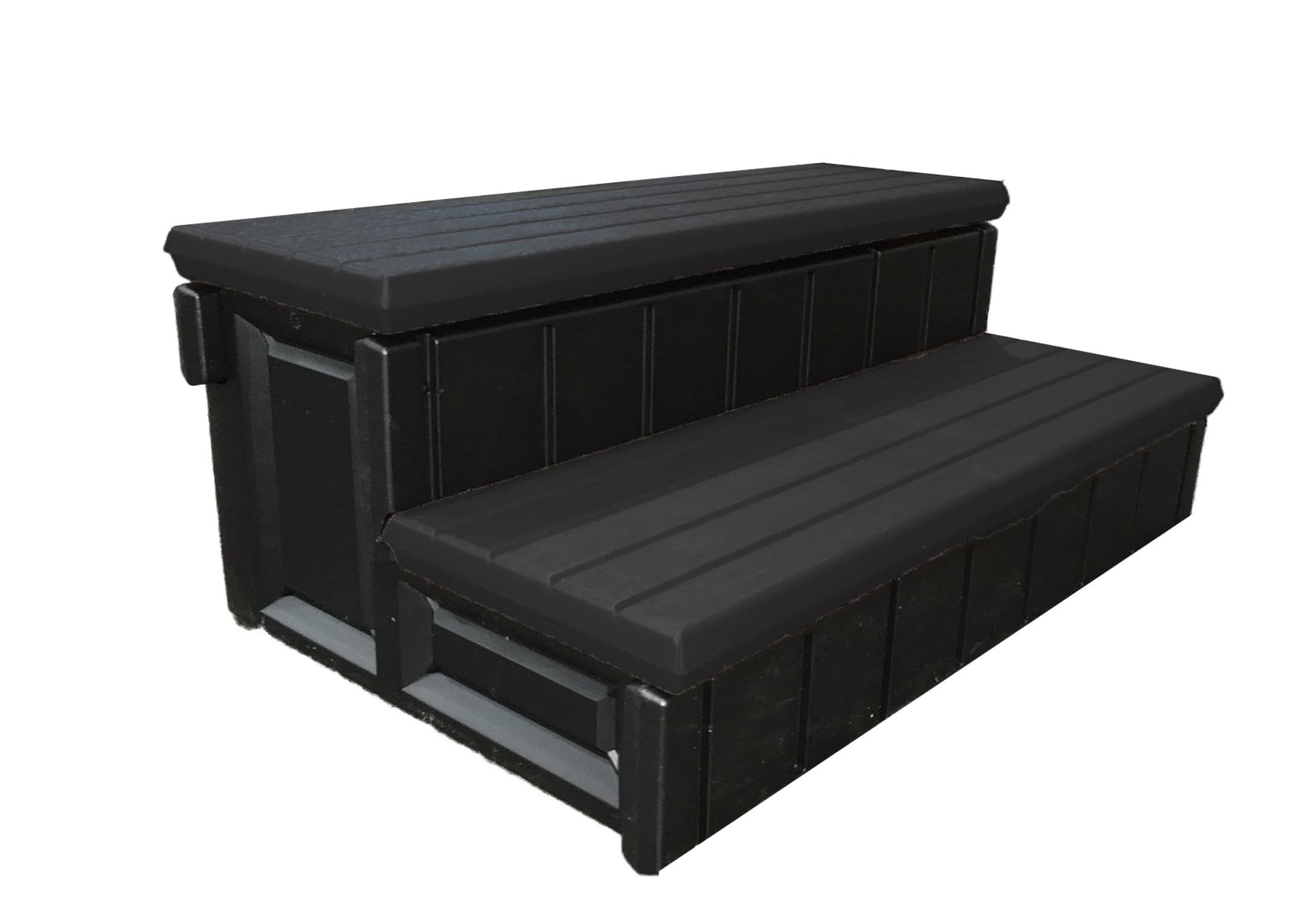 Confer Plastics Two Tier 36" Wide Deluxe Hot Tub Step. Non-Skid Spa Steps, Easy Installation, Sturdy, Long Lasting Upgrade to Your Space. Proudly Made in USA. - Grey