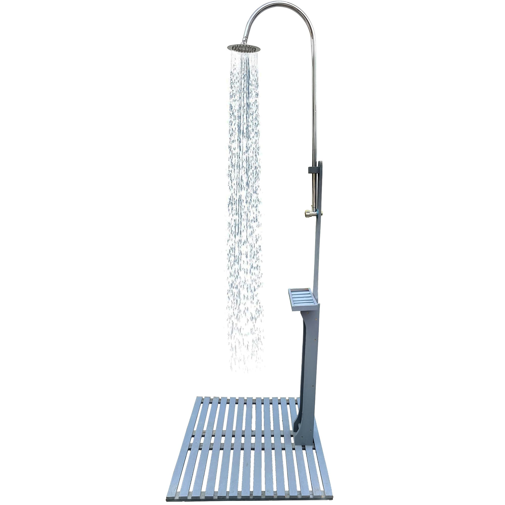 Outdoor Shower Kit Portable Wood Outdoor Garden Pool Shower with Chassis Board for Outdoor Backyard Poolside Beach Pool Spa,Wood