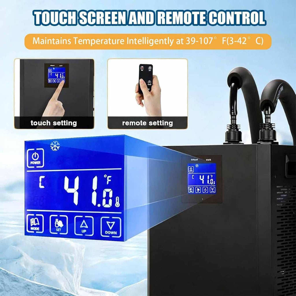 1/3 Horsepower Ice Bath Water Chiller, Cold Plunge Chiller, Cools to 39°F, Remote Control, with External Filter & Submersible Pump,for Home Cold Plunge & Athletes Doublewaterpump