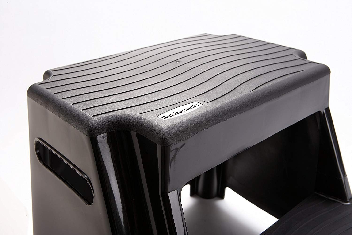Rubbermaid 2-Step Molded Plastic Step Stool, Lightweight with Slip Resistant Treads and Non-Slip Feet, Black (Amazon Exclusive)