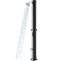 Goplus 10 Gallon Solar Heated Outdoor Shower, 7.2 FT Freestanding Outside Shower with Rotating Shower Head, Temperature Adjustment & Foot Shower, for Backyard Beach Pool Spa (Black)
