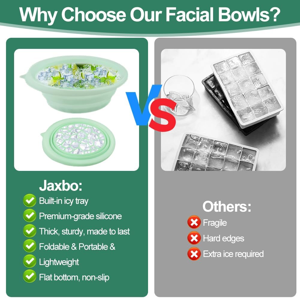 Face Tub for Ice Bath with Built-In Icetray, Collapsible Silicone Ice Face Bowl with Skincare Headband and Mask Brush, Cold Plunge Tub for Face,for Skin Tightening, Puffiness, Acne Relief & Glow