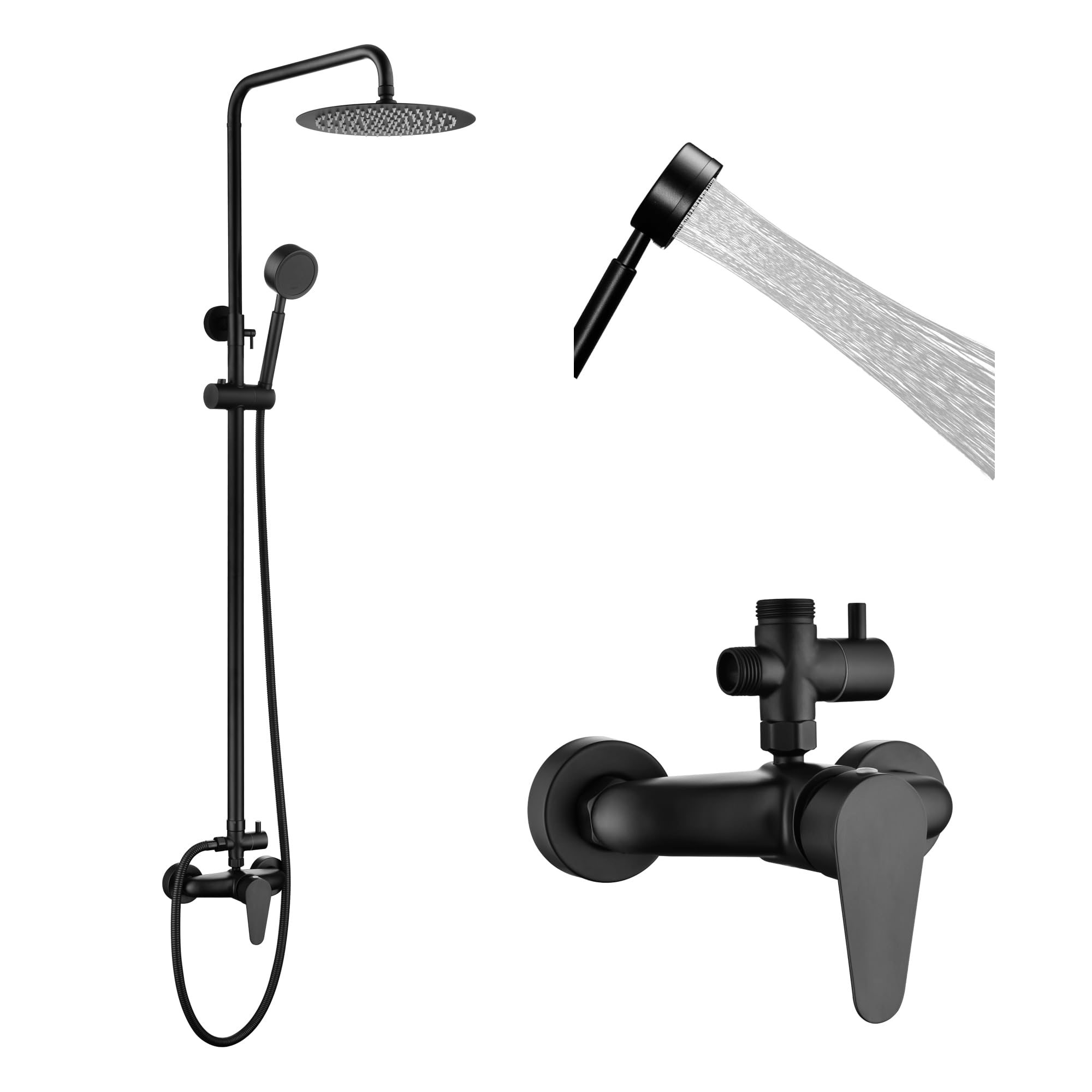 Shower Faucet -Shower System，Shower Faucets Sets Complete - Outdoor Shower Kit/Outdoor Shower Enclosure/Outdoor Shower Fixtures W/ SS304 Shower Head with Handheld High Pressure, Brushed Nickel