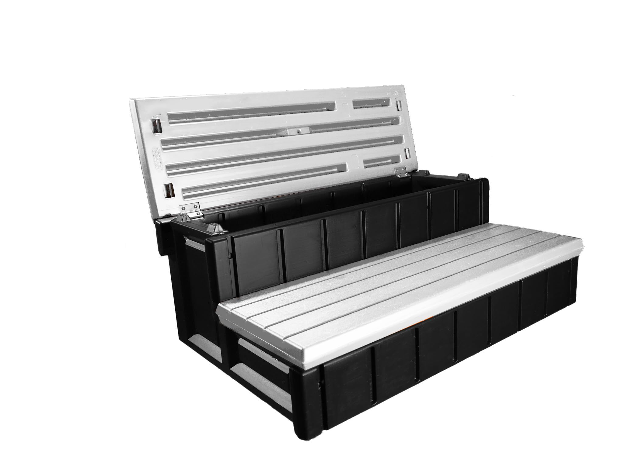 Confer Plastics Two Tier 36" Wide Storage Hot Tub Step: Durable, Multi-Functional, Non-Skid Spa Steps, Easy Installation, Sturdy, Long Lasting Upgrade to Your Space. Proudly Made in USA. - Redwood
