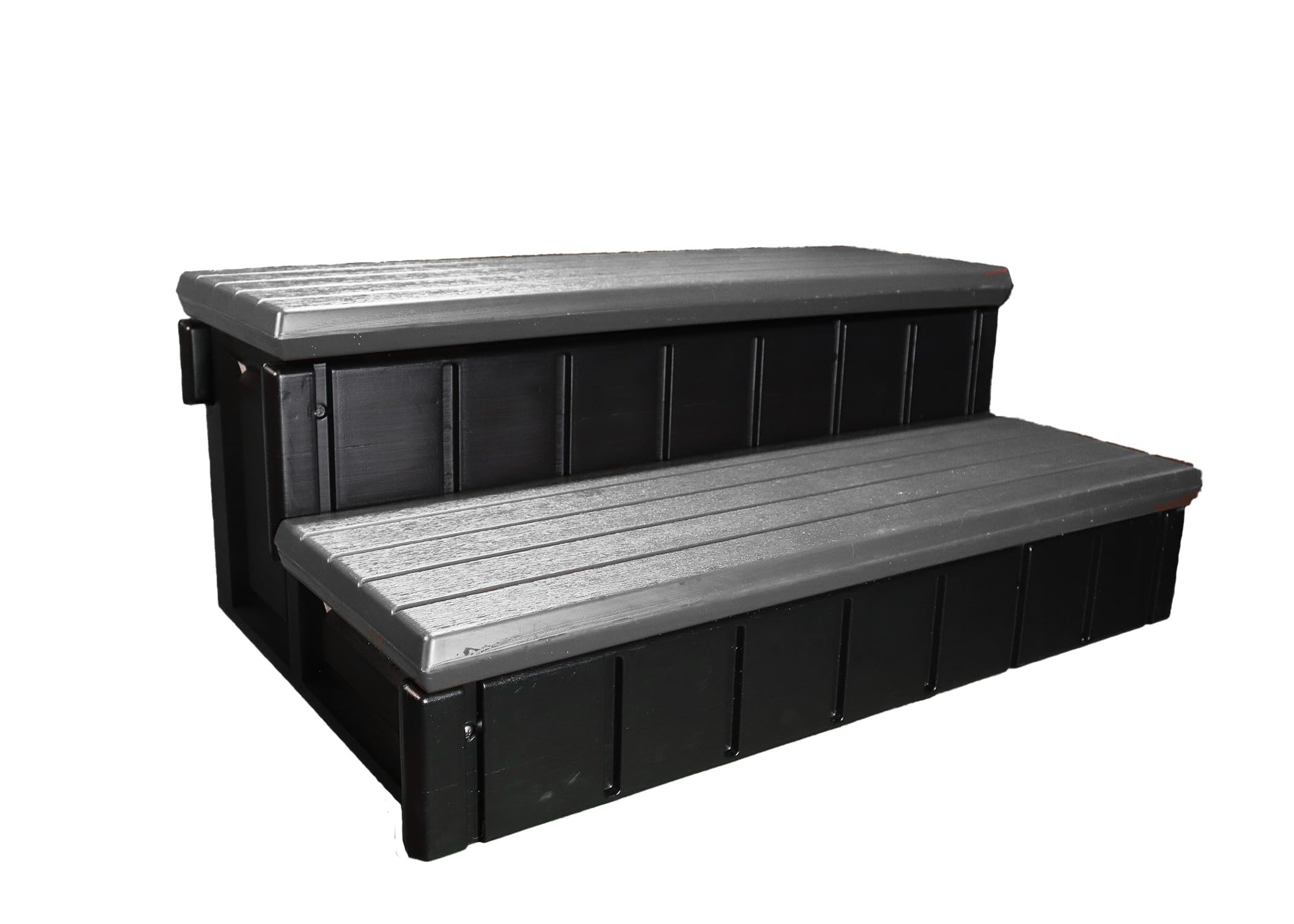 Confer Plastics Two Tier 36" Wide Deluxe Hot Tub Step. Non-Skid Spa Steps, Easy Installation, Sturdy, Long Lasting Upgrade to Your Space. Proudly Made in USA. - Grey