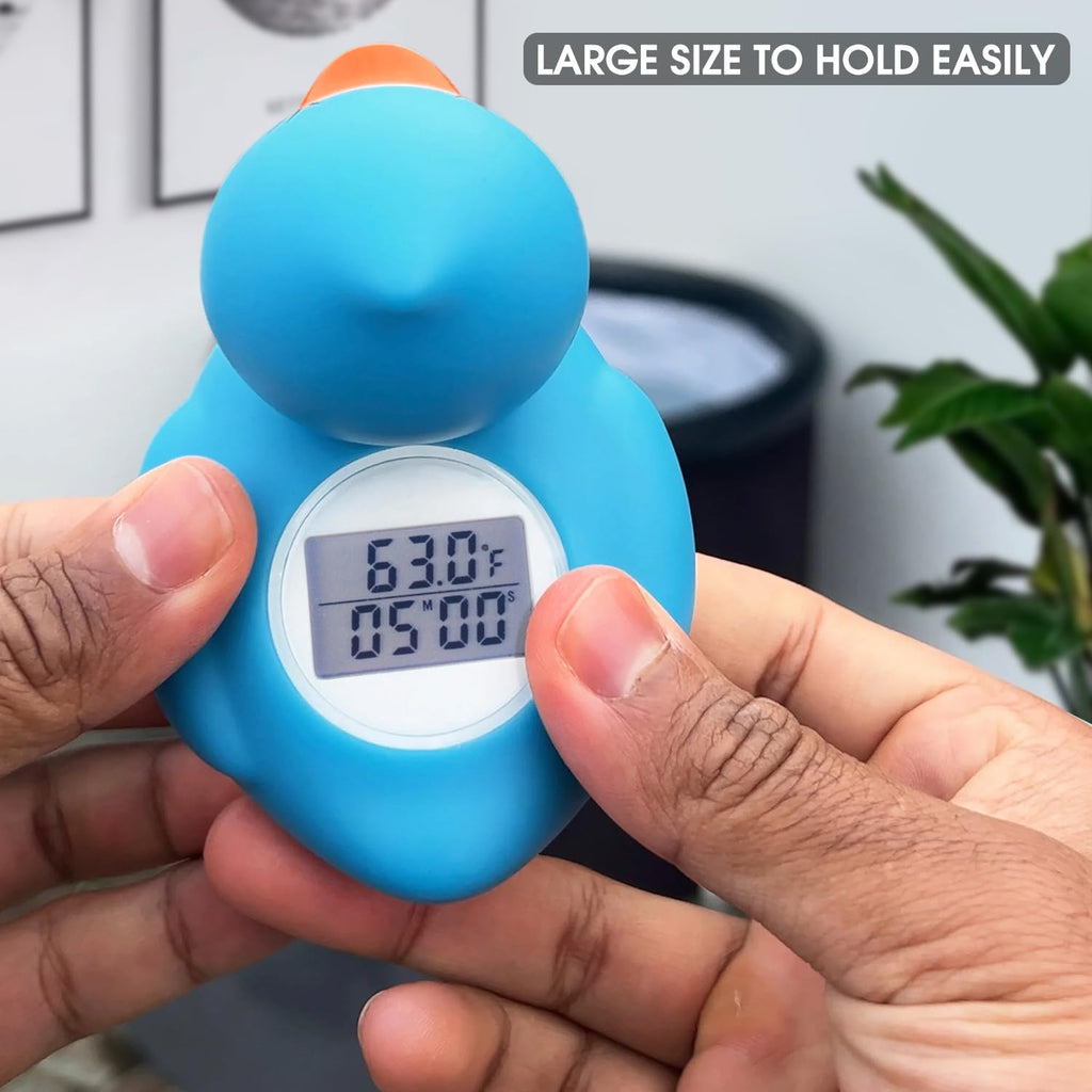 Ice Bath Thermometer & Timer, 100% Waterproof, Floating Water Thermometer for Ice Bath with Count Down/Up Timer Alarm, Blue Duck, Clear Digital Display, Cold Plunge Accessories