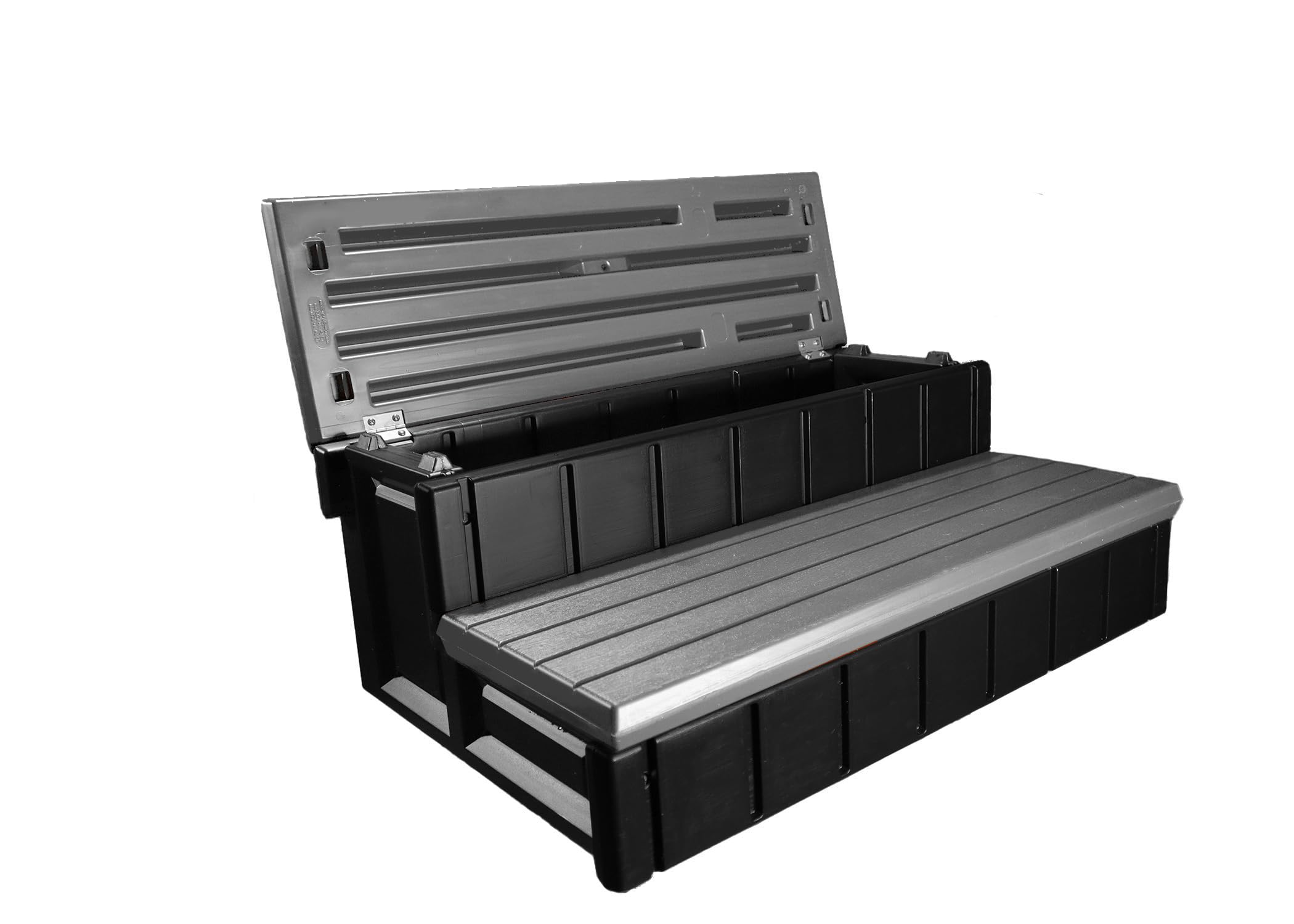 Confer Plastics Two Tier 36" Wide Storage Hot Tub Step: Durable, Multi-Functional, Non-Skid Spa Steps, Easy Installation, Sturdy, Long Lasting Upgrade to Your Space. Proudly Made in USA. - Redwood
