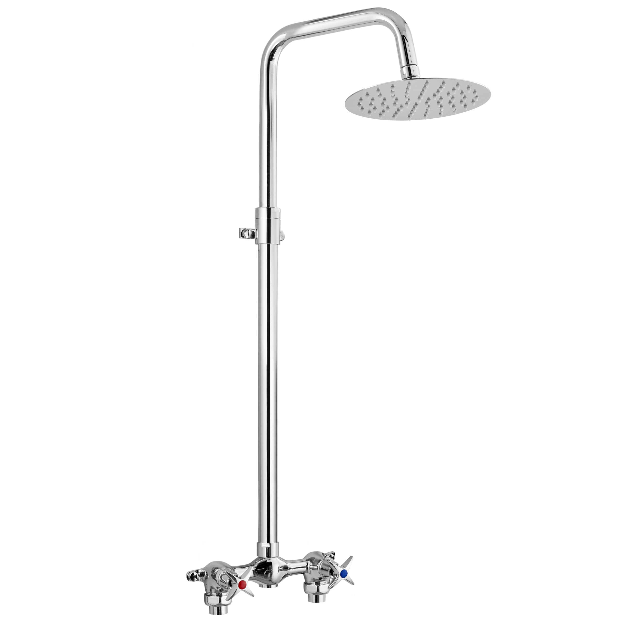 Aolemi Outdoor Shower Kit - Double Handle Exposed Shower with 8 Inch Rainfall Shower Head - Adjustable Height - Matte Black