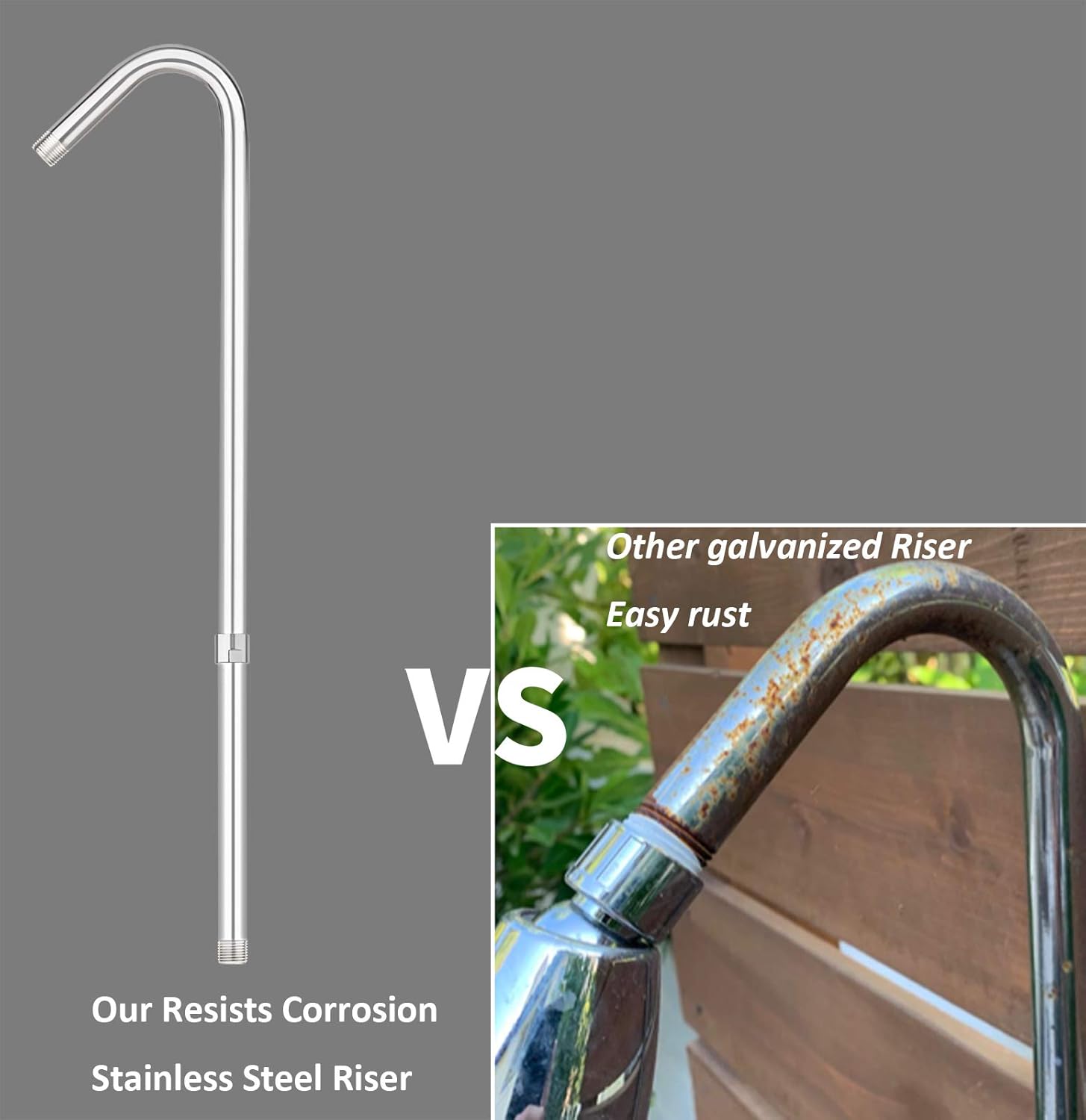 Artiwell Outdoor Shower Fixture System,with Rustproof Riser and Riser Extension, Double Handle Utility Shower Faucet with Showerhead and Soap Dish, Polished Chrome