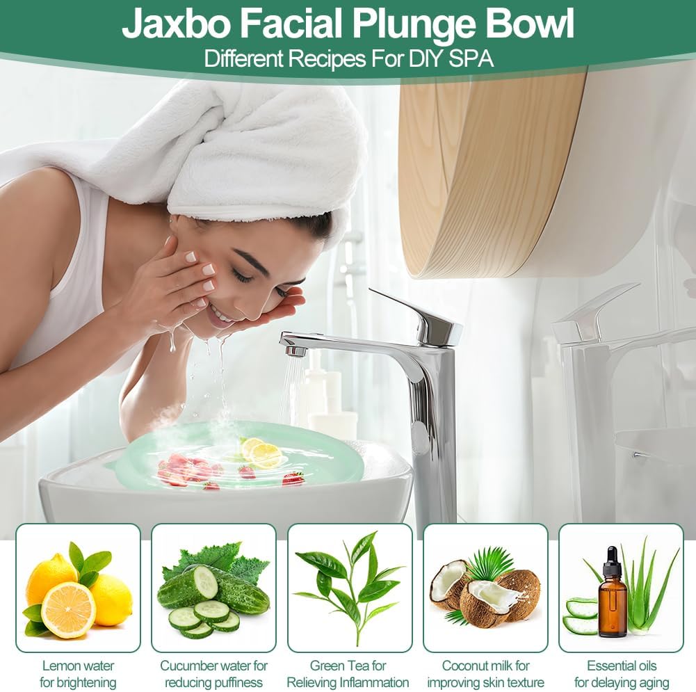 Face Tub for Ice Bath with Built-In Icetray, Collapsible Silicone Ice Face Bowl with Skincare Headband and Mask Brush, Cold Plunge Tub for Face,for Skin Tightening, Puffiness, Acne Relief & Glow