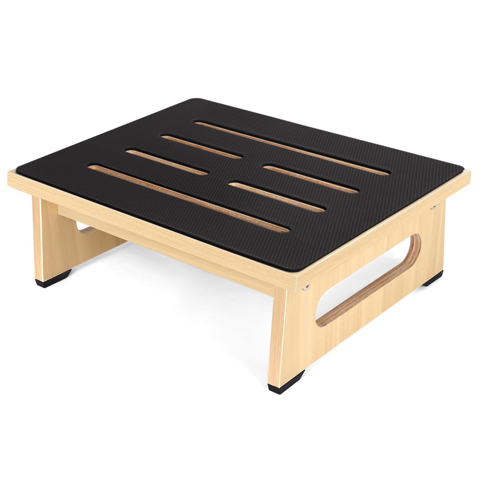 One Step Stool for Adults Seniors with Non-Slip Rubber Stepping Surface, Heavy Duty Wooden Step Stool with 450 LBS Capacity Bed Steps for High Beds, Bathroom, Bedroom, Kitchen & Kids Bedside Support