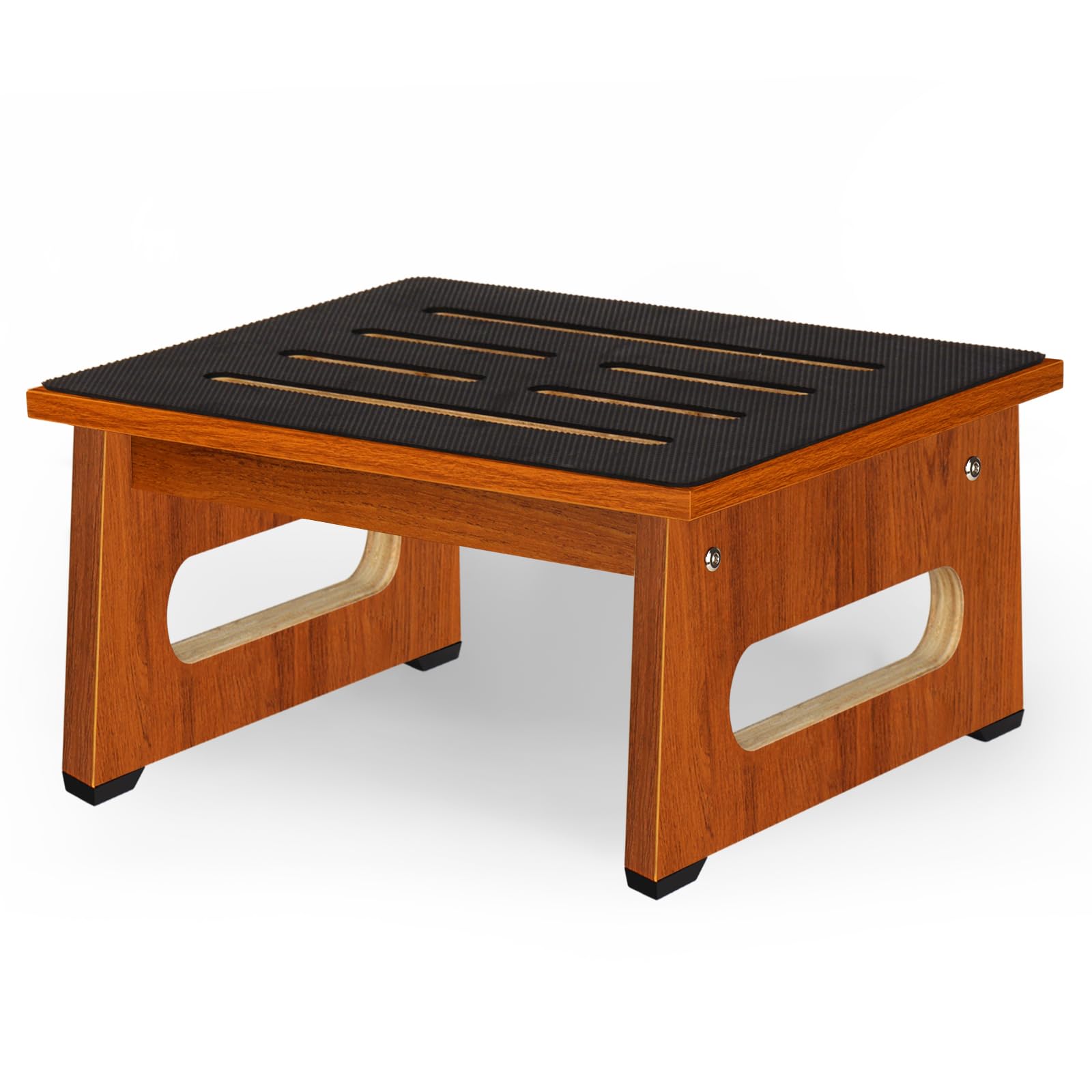 One Step Stool for Adults Seniors with Non-Slip Rubber Stepping Surface, Heavy Duty Wooden Step Stool with 450 LBS Capacity Bed Steps for High Beds, Bathroom, Bedroom, Kitchen & Kids Bedside Support