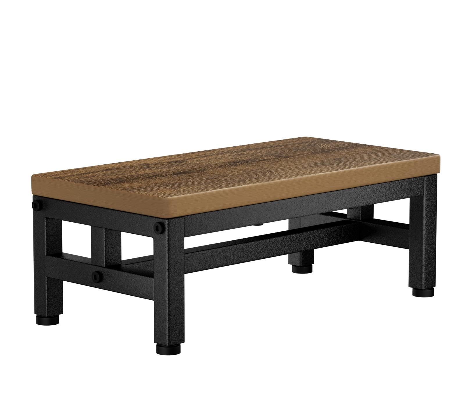 2-Step Waterproof HDPE Step Stools for Adults Kids, Heavy Duty Metal Frame Stepping Stools for High Beds, Non-Slip 2 Bedside Foot Stool with 500 Lbs+ Capacity, Kitchen, Bed, RV Step-Dark Brown