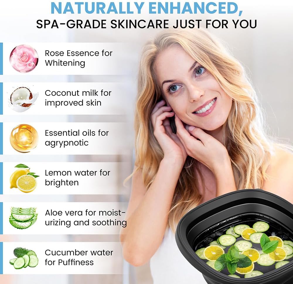 Face Ice Bath Bowl, Collapsible Silicone Bowl for Facial Cold Plunge, Reusable Cold Plunge Basin, Built-in Ice Tray for Skin Tightening, Ice Bath Tool for Home,Travel, Camping (Black, Square)