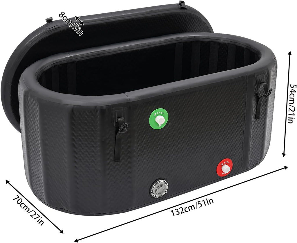 Ice Bath Tub for Athletes- 72.65 Gallons Ice Tub, Inflatable Ice Bath Barrel for Indoor Outdoor, 51"x27"x21" Ice Plunge Tub for Recovery & Cold Water Therapy