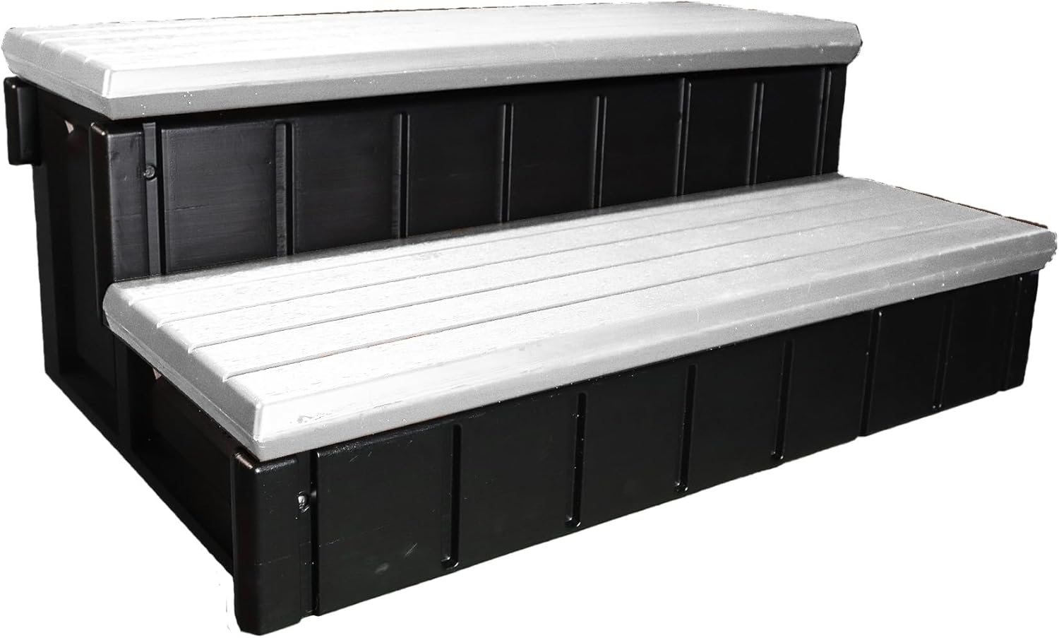 Confer Plastics Two Tier 36" Wide Deluxe Hot Tub Step. Non-Skid Spa Steps, Easy Installation, Sturdy, Long Lasting Upgrade to Your Space. Proudly Made in USA. - Grey