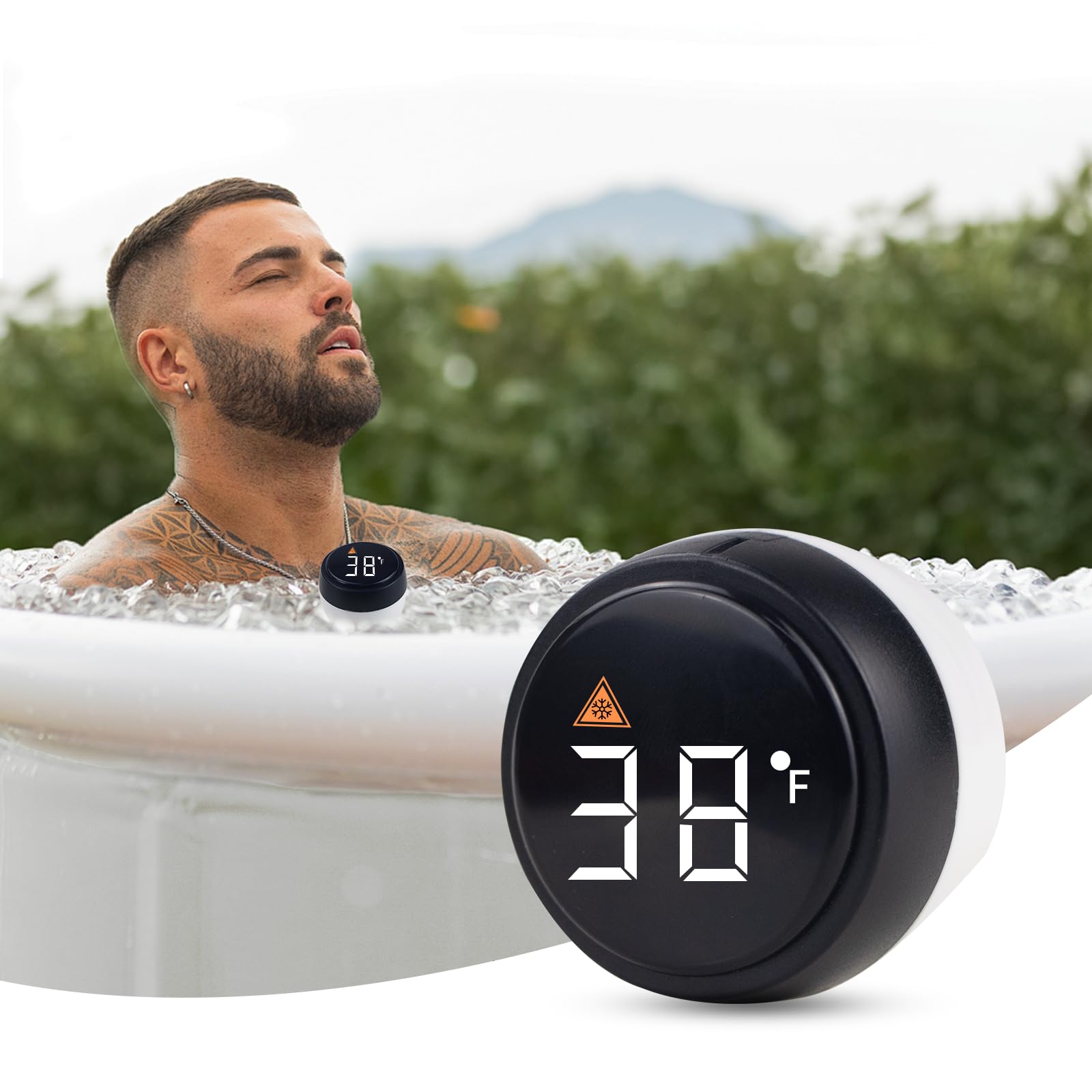 Ice Bath Thermometer Timer, Waterproof IP67, Cold Plunge Thermometer & Timer, Cold Plunge Accessories, Digital Display with Light.