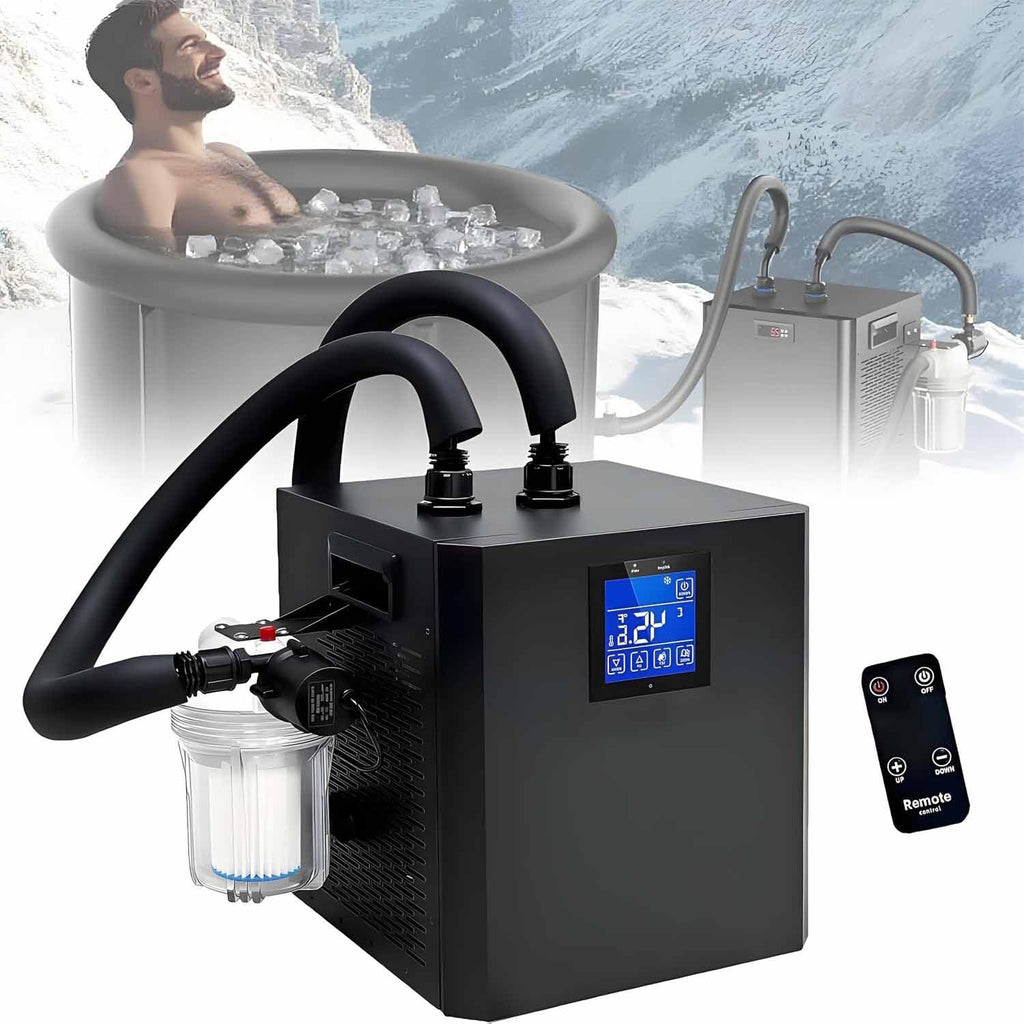 1/3 Horsepower Ice Bath Water Chiller, Cold Plunge Chiller, Cools to 39°F, Remote Control, with External Filter & Submersible Pump,for Home Cold Plunge & Athletes Doublewaterpump