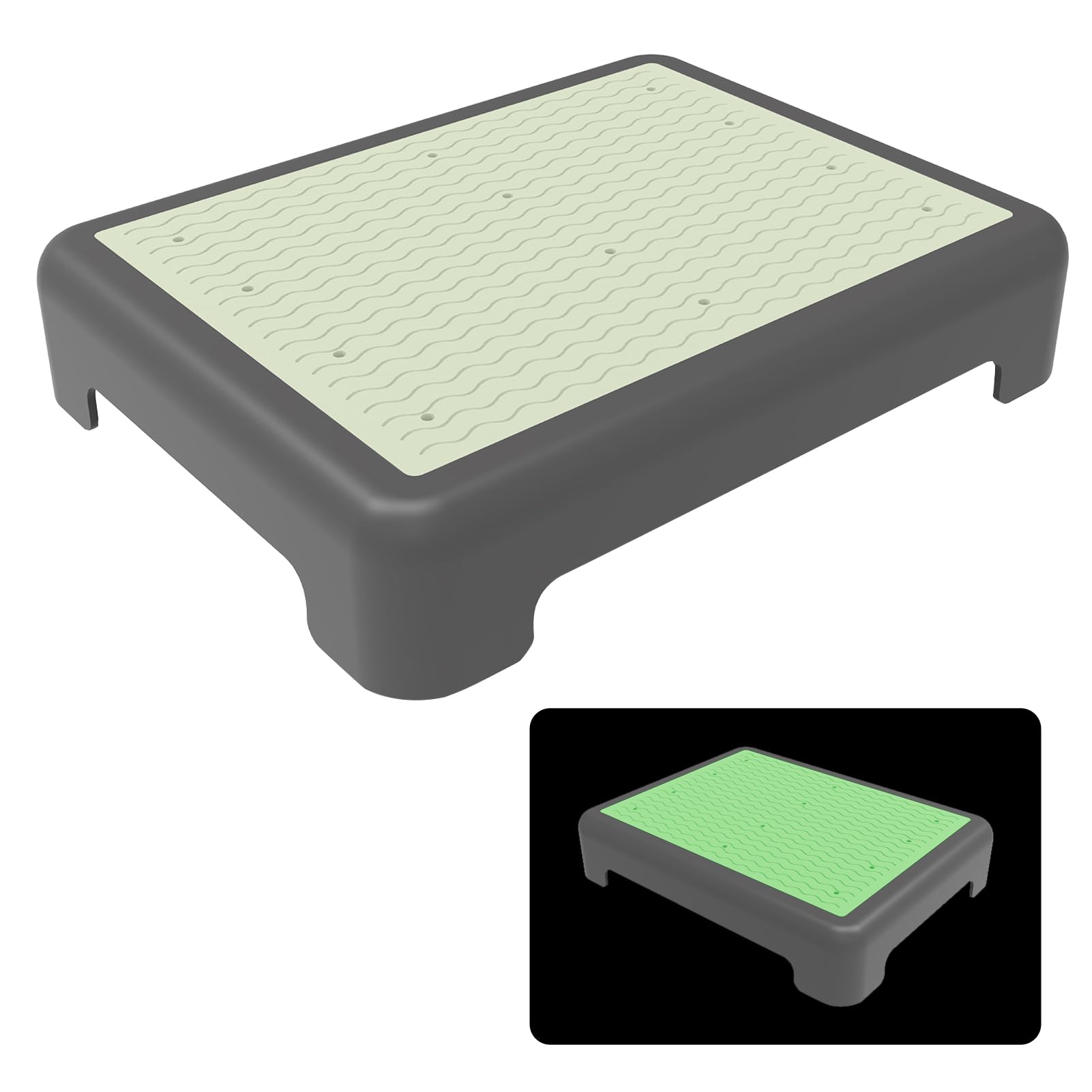 Adjustable Step Stool for Adults, Noctilucent Bed Step Stools, 660 LBS Capacity Non-Slip Safety Step Platform Indoor and Outdoor for Seniors and Kids, Wide Step Stools Elderly Assistance at Night