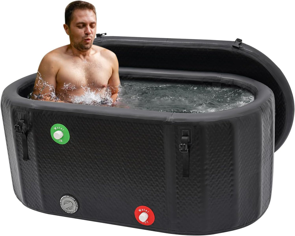Ice Bath Tub for Athletes- 72.65 Gallons Ice Tub, Inflatable Ice Bath Barrel for Indoor Outdoor, 51"x27"x21" Ice Plunge Tub for Recovery & Cold Water Therapy