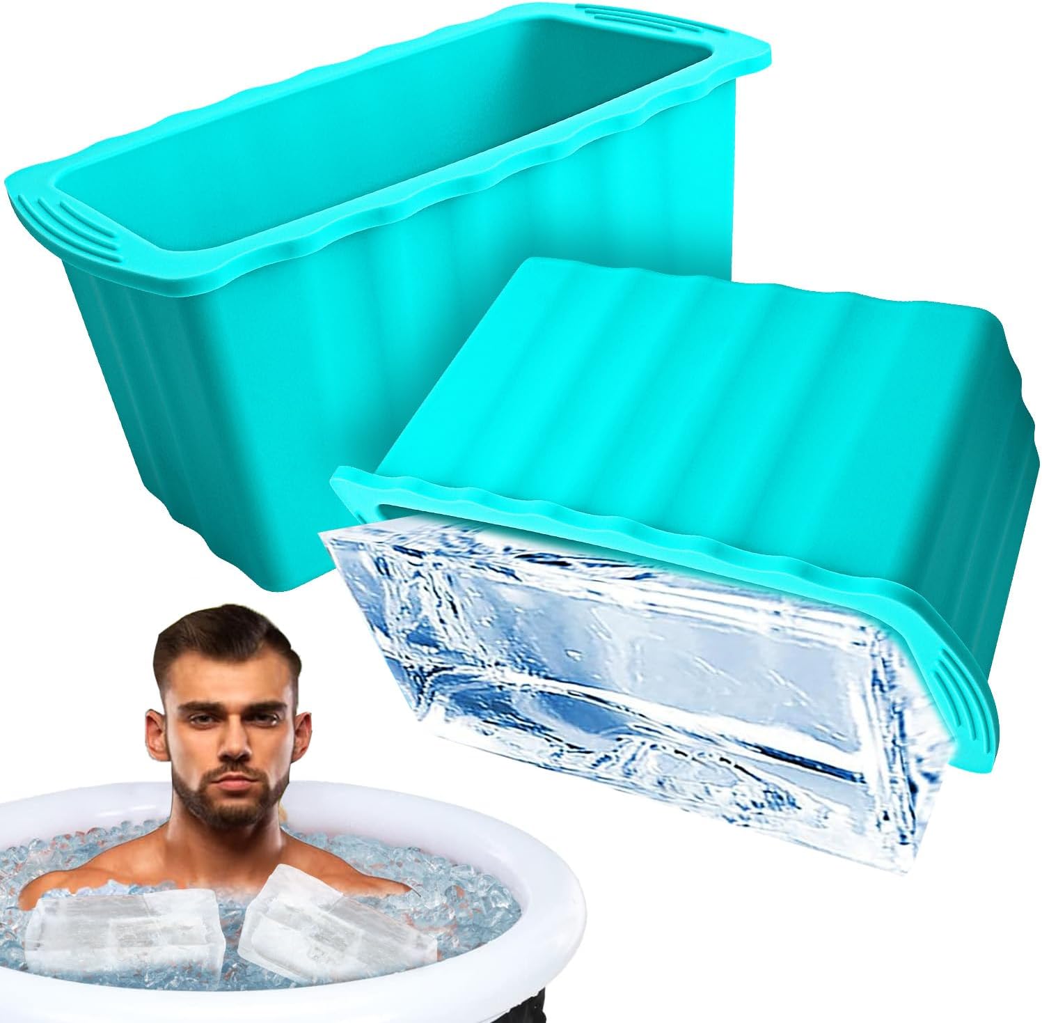 2Pack Extra Large Ice Block Molds-12LB Extra Thick Large Silicone Ice Cube Molds Reusable Giant Ice Cube Bricks Maker Molds Big Ice Tray for Coolers&Ice Bath Tub Cold Plunge Water Chiller Accessories