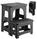 2 Step Stool Foldable, Non-Slip Steps, Folding Step Stool for Adults & Kids, Plastic Stool Pool Ladder, Collapsible Stools 2 Step Ladder for Kitchen Toilet Bedroom Office RV, Holds 330 lbs