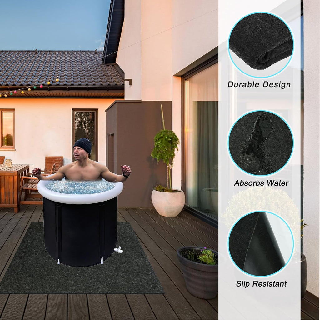 Ice Bath Mat, 50 x 70inch Cold Plunge Mat for Ice Bath Tub, Ice Bath Accessories Cold Punge Floor Mat for Ice Bath Tub Cold Plunge Accessories