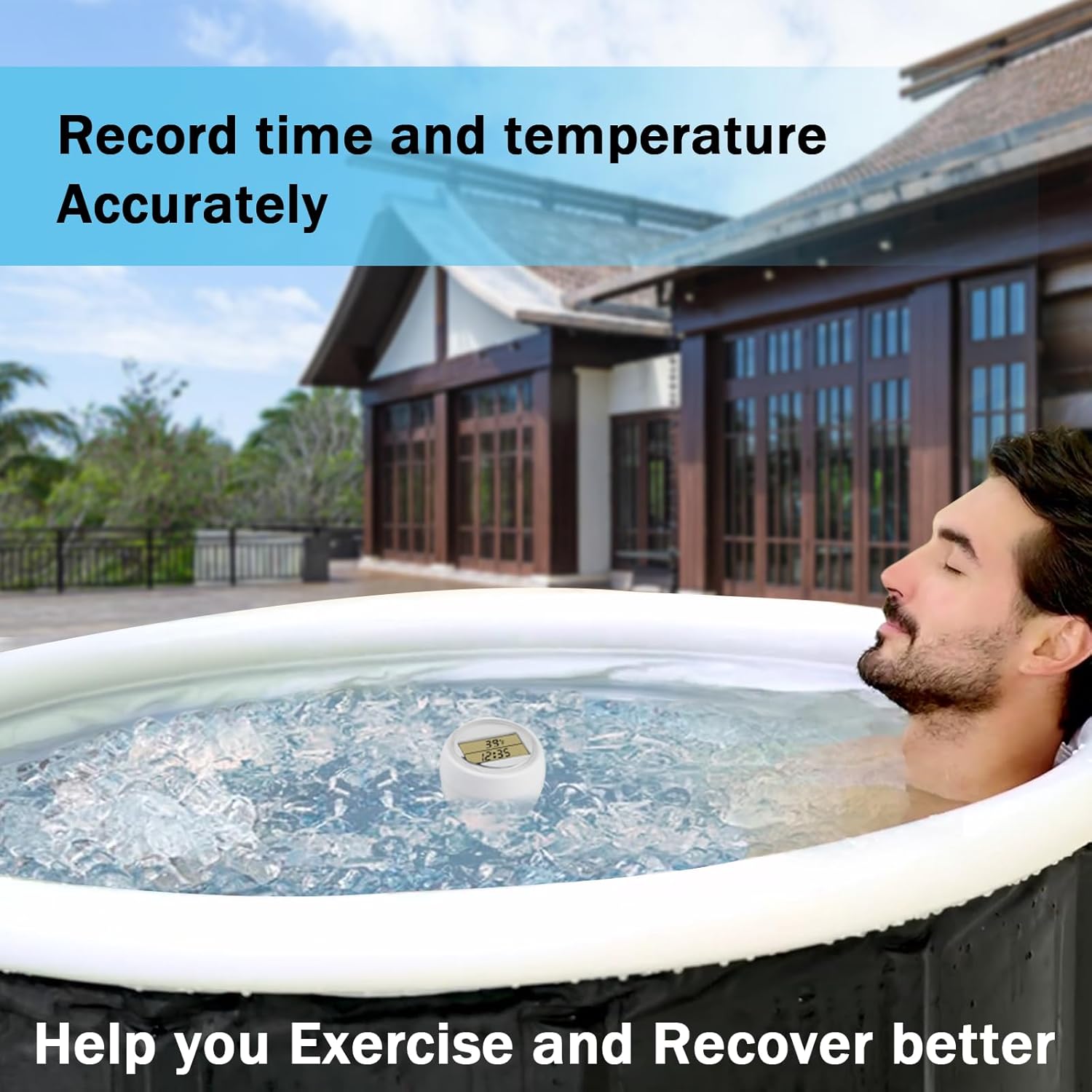 Ice Bath Thermometer Timer, Waterproof IP67, Cold Plunge Thermometer & Timer, Cold Plunge Accessories, Digital Display with Light.