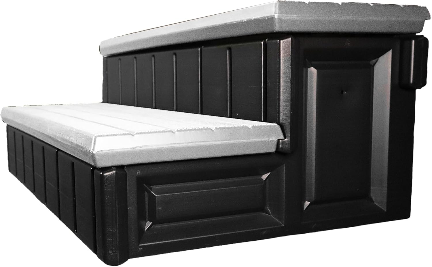 Confer Plastics Two Tier 36" Wide Deluxe Hot Tub Step. Non-Skid Spa Steps, Easy Installation, Sturdy, Long Lasting Upgrade to Your Space. Proudly Made in USA. - Grey