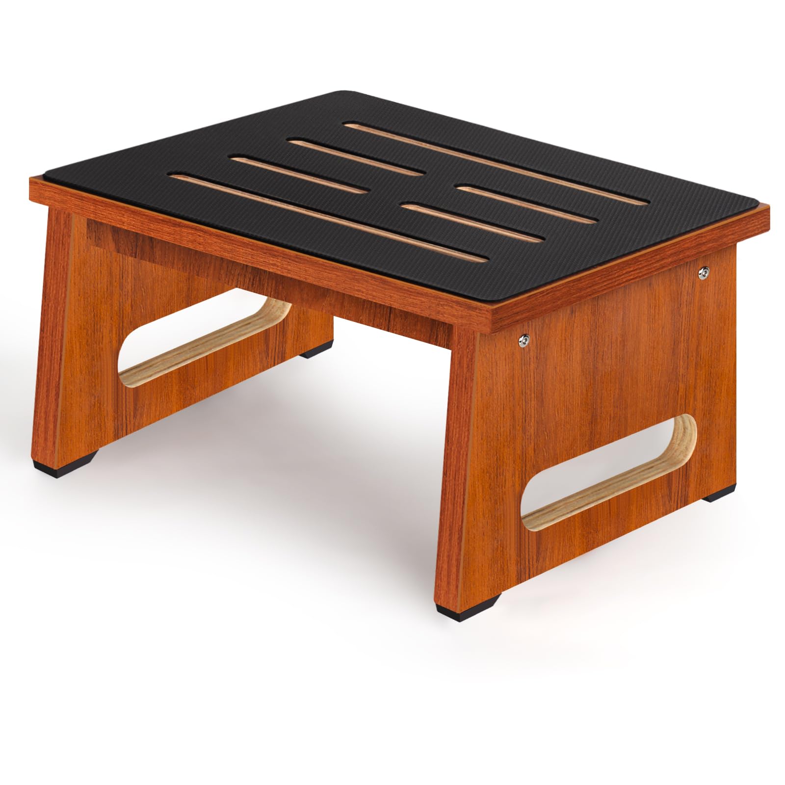 One Step Stool for Adults Seniors with Non-Slip Rubber Stepping Surface, Heavy Duty Wooden Step Stool with 450 LBS Capacity Bed Steps for High Beds, Bathroom, Bedroom, Kitchen & Kids Bedside Support