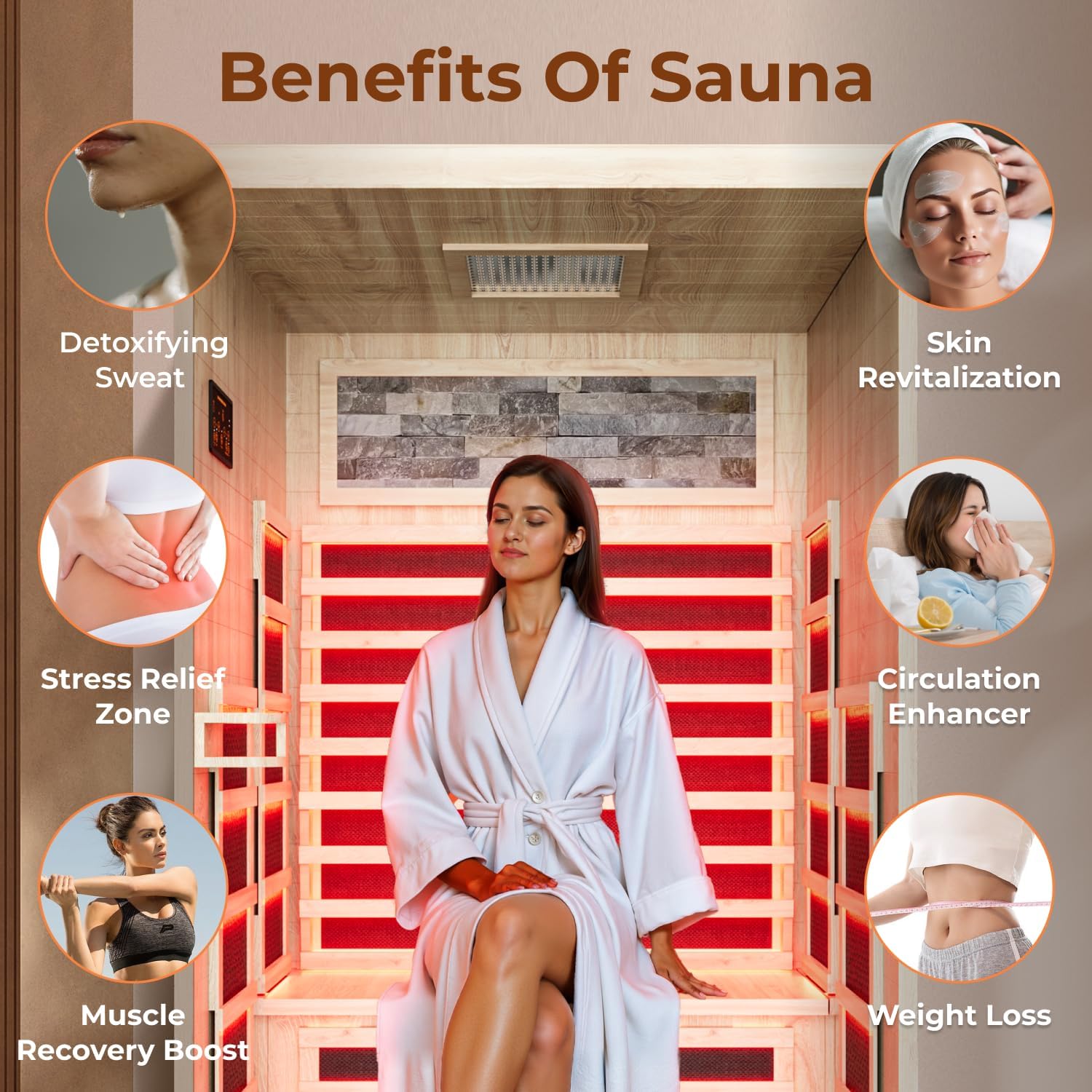 2 Person Far Infrared Sauna, Indoor Sauna for Home, 2000W Low EMF 110V with 8 Heaters, Chromotherapy Lights, Control Panel, Foot Controllable, Bluetooth Speaker, 47.2 * 41.3 * 75 in