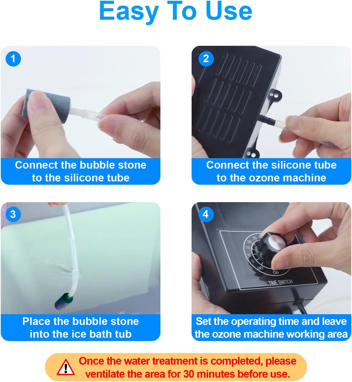 Ozone Generator for Cold Plunge Tub Ice Bath, 1000mg/H Ozone Generator with Timer for Ice Bath Tub, Ice Bath Cold Plunge Accessories, Keep Ice Bath Tub Clean for Longer