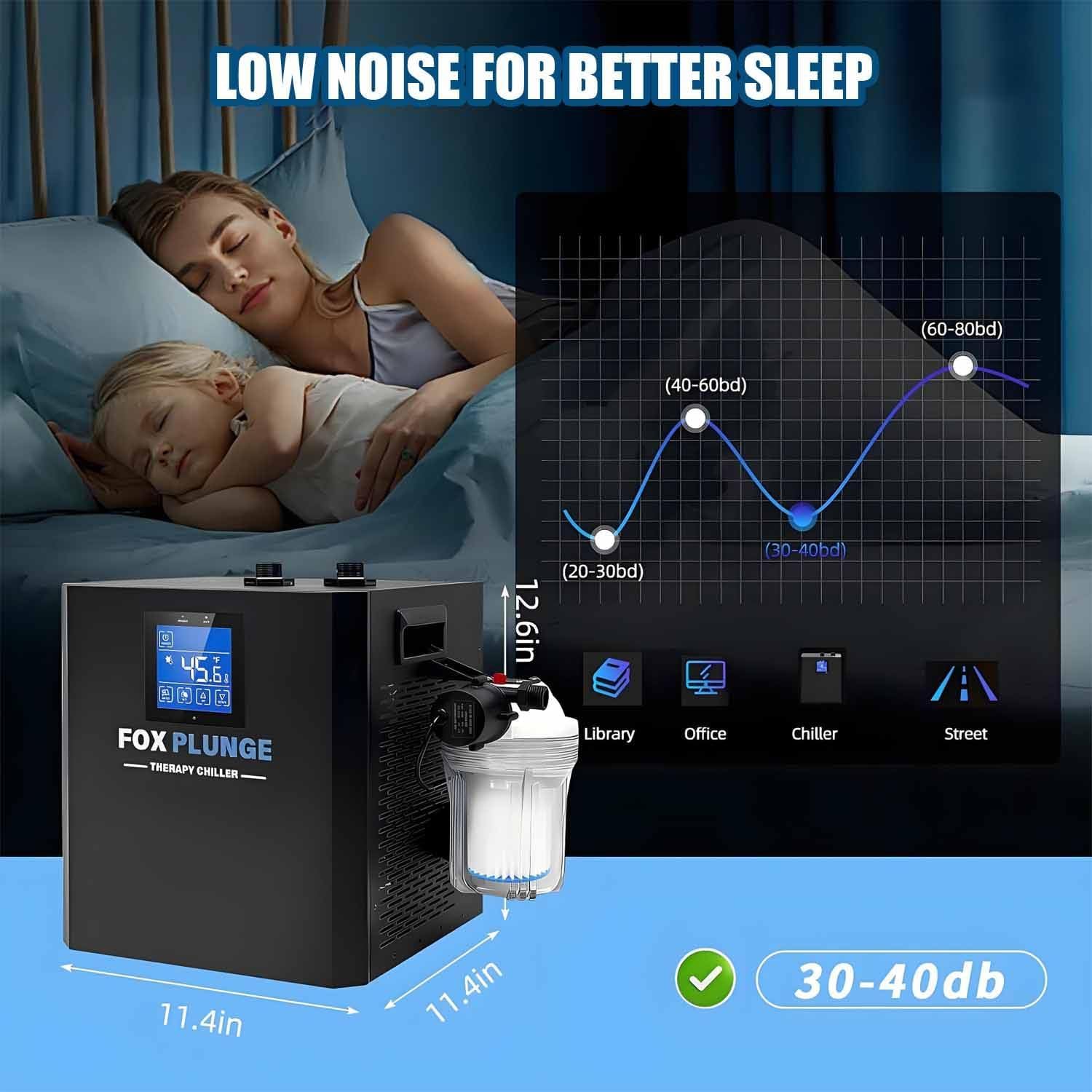 1/3 Horsepower Ice Bath Water Chiller, Cold Plunge Chiller, Cools to 39°F, Remote Control, with External Filter & Submersible Pump,for Home Cold Plunge & Athletes Doublewaterpump