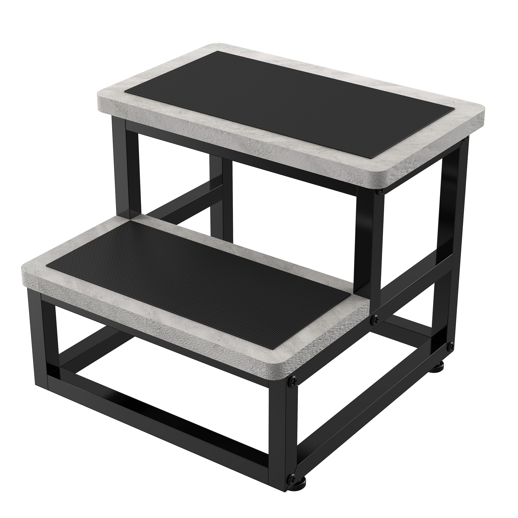 YAKANJ Step Stools for Adults Kids, Heavy Duty Sturdy Metal Frame Hold Up to 500 Lbs Capacity for Kitchen Bathroom Bedroon -Black