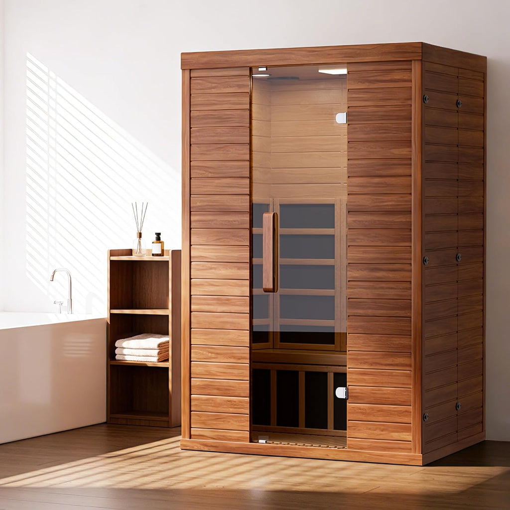 2 Person Infrared Sauna for Home, Smart App Control Home Sauna with WiFi & Bluetooth, Low EMF 1500W/120V LCD Heater, Indoor Sauna with Flame-Retardant Design