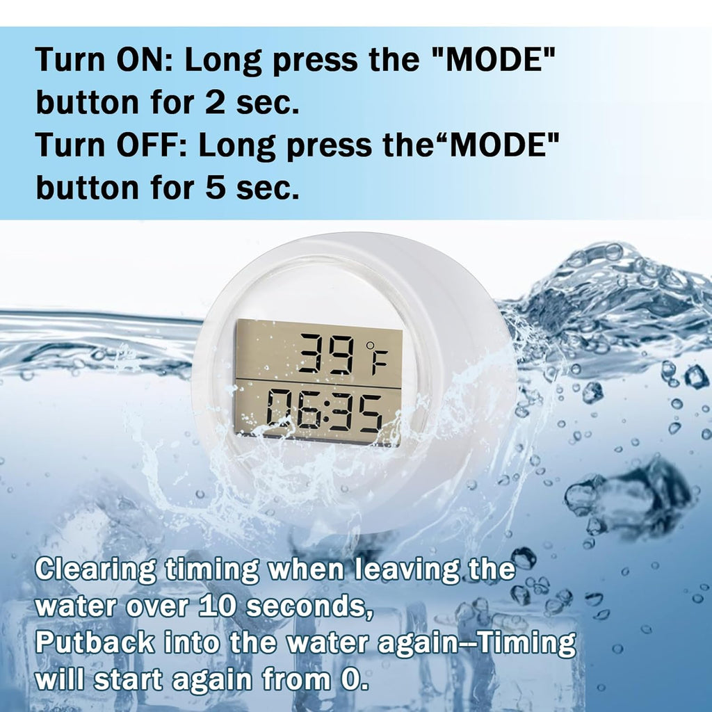 Ice Bath Thermometer Timer, Waterproof IP67, Cold Plunge Thermometer & Timer, Cold Plunge Accessories, Digital Display with Light.