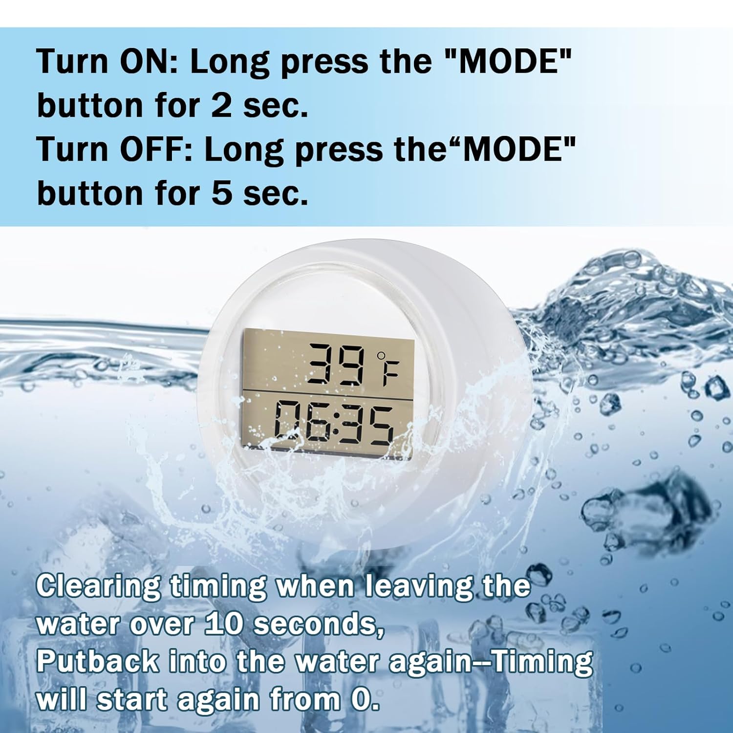 Ice Bath Thermometer Timer, Waterproof IP67, Cold Plunge Thermometer & Timer, Cold Plunge Accessories, Digital Display with Light.