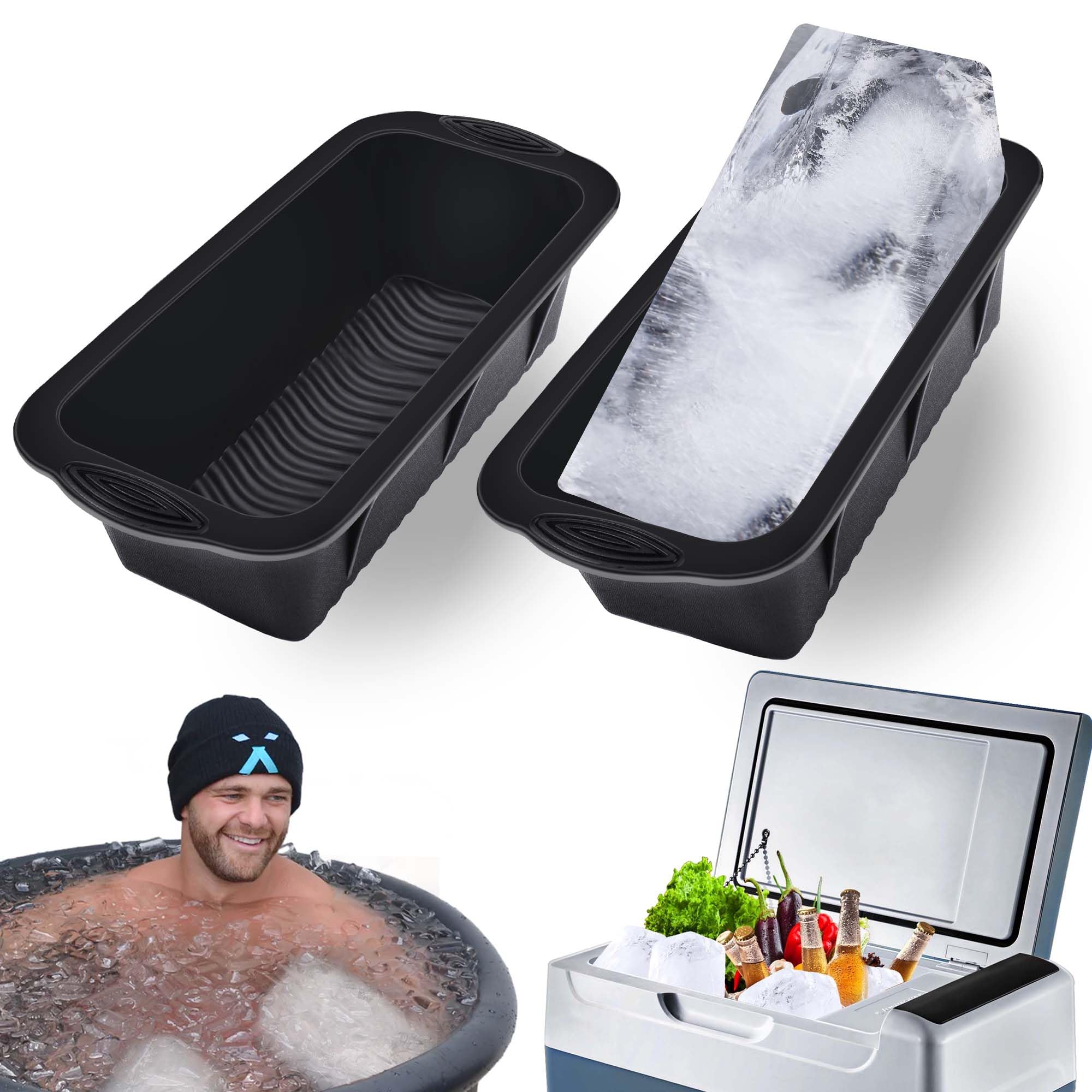 XANGNIER Extra Large Ice Block Mold,4 Pack 9.4lbs Ice Cubes for Cold Plunge or Coolers,Reusable Silicone Ice Molds for Ice Bath Chiller,Big Ice Tray