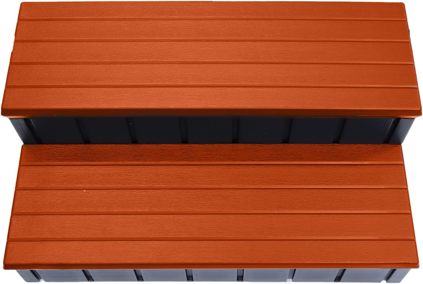 Confer Plastics Two Tier 36" Wide Storage Hot Tub Step: Durable, Multi-Functional, Non-Skid Spa Steps, Easy Installation, Sturdy, Long Lasting Upgrade to Your Space. Proudly Made in USA. - Redwood