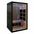 Vyre Sauna for 2 Person, Low EMF FAR Infrared Home Sauna with 6 Carbon Heaters, Red Light Therapy and FM Audio, Made from Canadian Hemlock Wood, 120V, Black